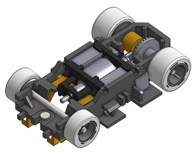 Tyco HO slot car chassis and rims
