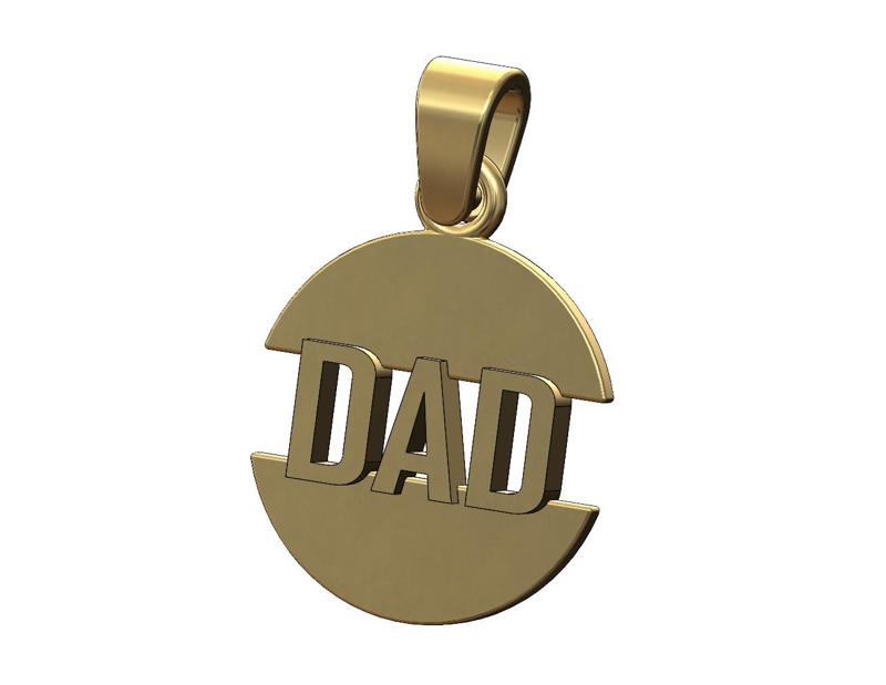 Dad split round pendant with bail 3D print model