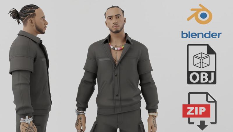 Lewis Hamilton F1 Lowpoly RIgged