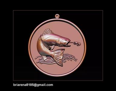 Pendant Little Salmon -  Bas Relief for cnc carving