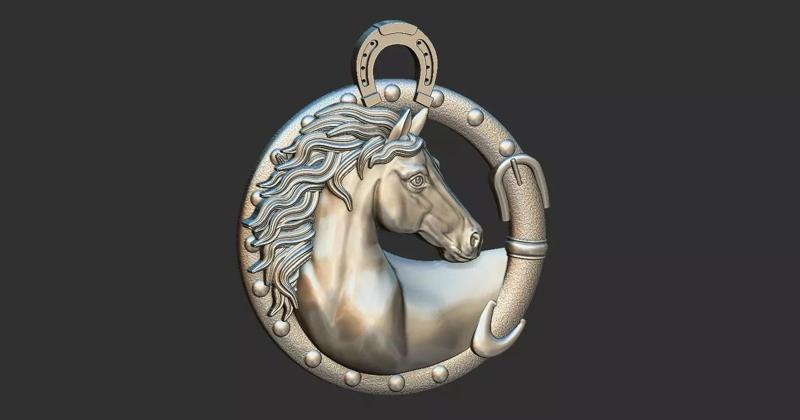 Lucky Horseshoe Horse Head Pendant