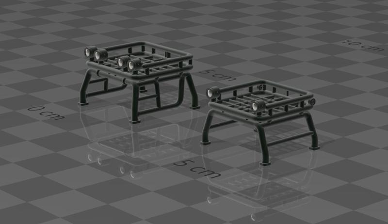 🛠️ Rollbars with simulated lights & Roof Rack Rollbars - Simulated lights & Roof Rack Rollbars : 1/64 Scale