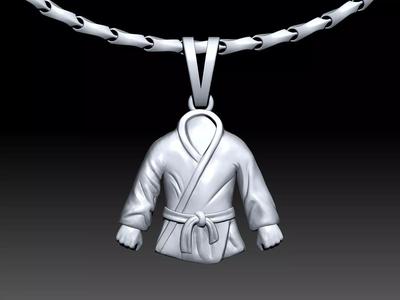 karate dress Kimono pendant Sculpture jewelry gold