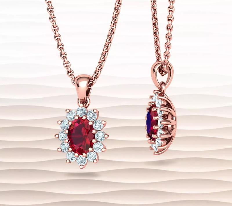 Diana Diamond Classic Pendant Necklace 8x6 Oval Stone