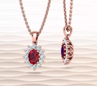 Diana Diamond Classic Pendant Necklace 8x6 Oval Stone