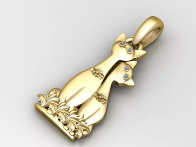 GOLD CAT PENDANT 3D PRINTABLE MODEL