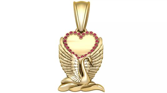 Golden Swan Heart Pendant