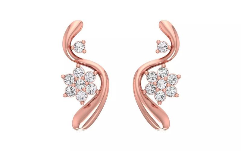 Women Solitaire Earring 3dm STL OBJ FBX Render Details