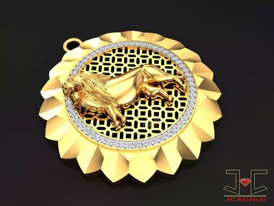 0233 - 3D Lion Gold Pendant - JCADHub