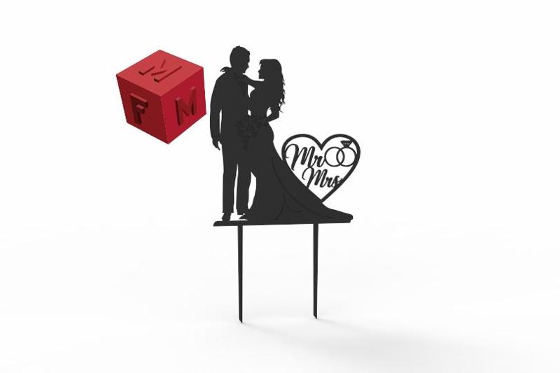 Bride and Groom Mr and Mrs Cake Topper