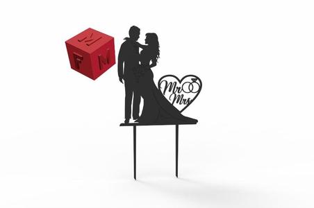 Bride and Groom Mr and Mrs Cake Topper