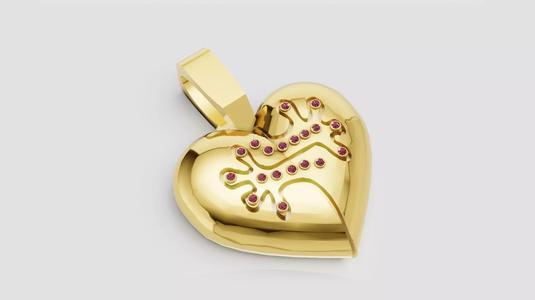 3D GOLD HEART PENDANT