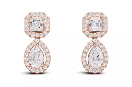 Asscher and Pear Diamond Drop Earrings For Women