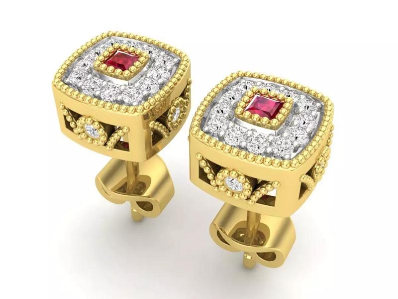 AV 680 Diamond Ladies Halo Stud Earrings