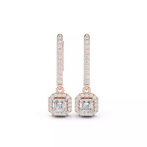 Asscher Diamond Round Halo Earring 3DM STL Video