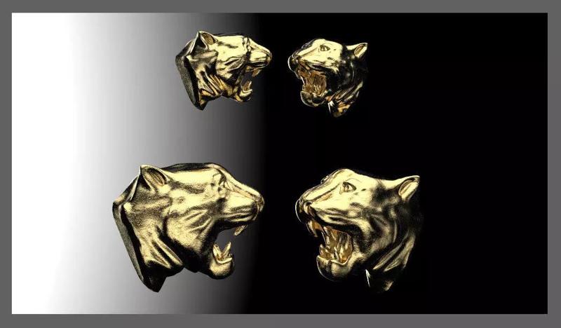 Panther Head Pendant Studs