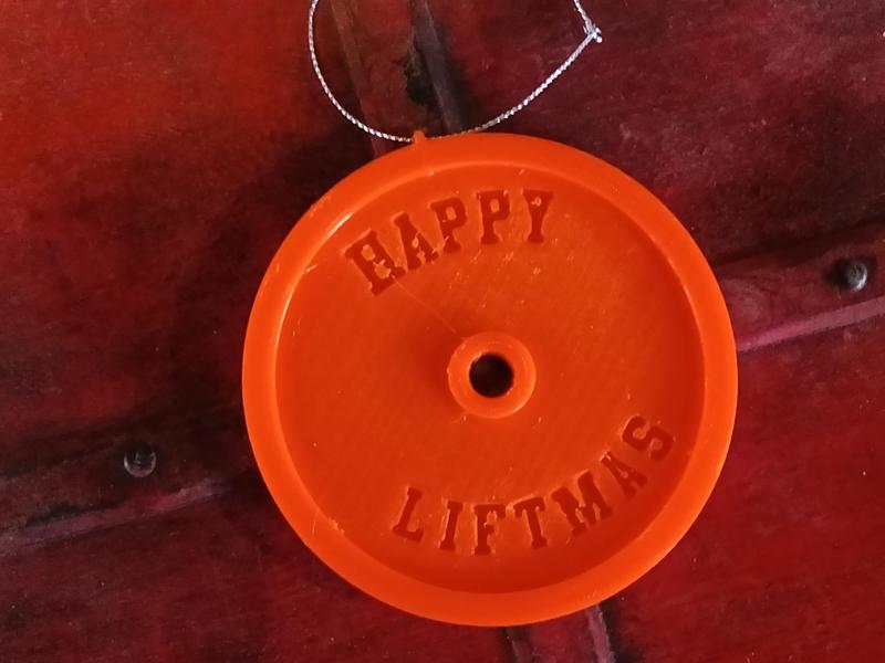 Happy Liftmas Bumper plate christmas tree decoration