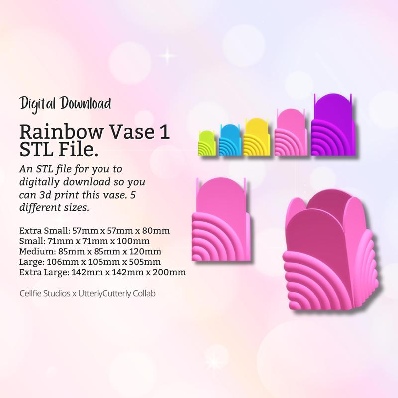 Rainbow Vase 1 STL File - Digital Download -5 Sizes- Homeware, Minimalist Modern Design