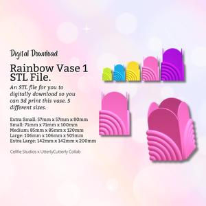 Rainbow Vase 1 STL File - Digital Download -5 Sizes- Homeware, Minimalist Modern Design