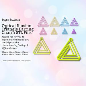 Optical Illusion Triangle Earring Charm STL File - Digital Download -8 Sizes- Necklace Earring Keyring Modern Design