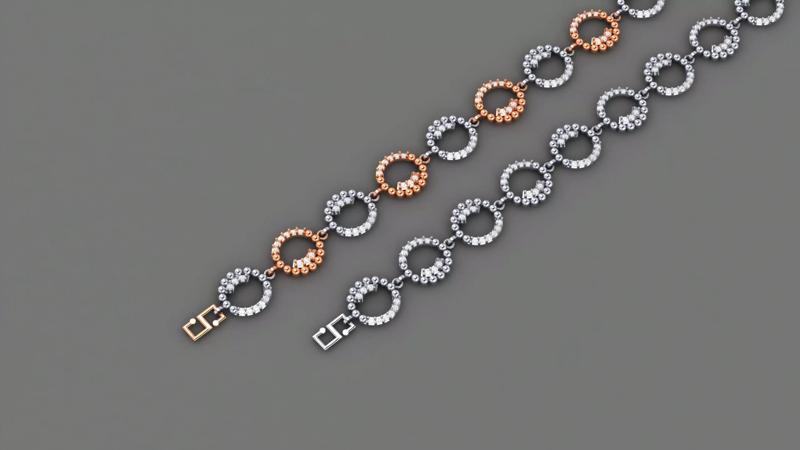 Smily Light Diamond Bracelet 3dm stl renders details