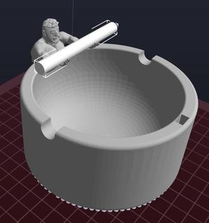 Cigarette ashtray + holder + sword