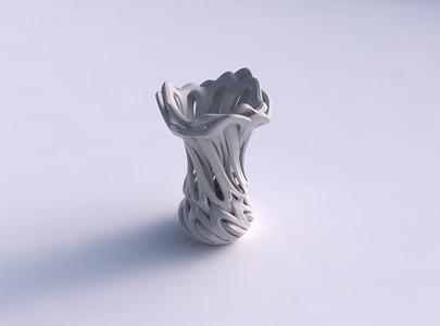 Vase flower funnel with beveled intertwining lines twisted an...