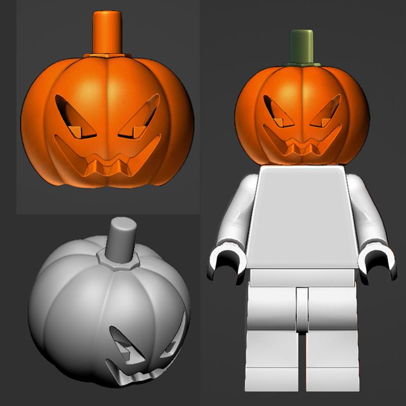 le go brick Pumpkin head halloween minifigure cool