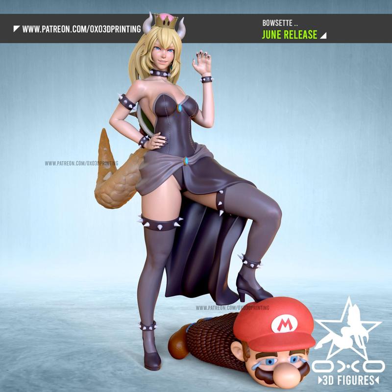 Bowsette with Mario and Bowser