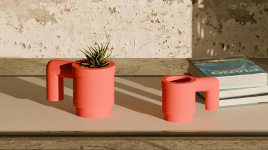 LEGO Upscaled Mug Pot Plant - Home Decoration