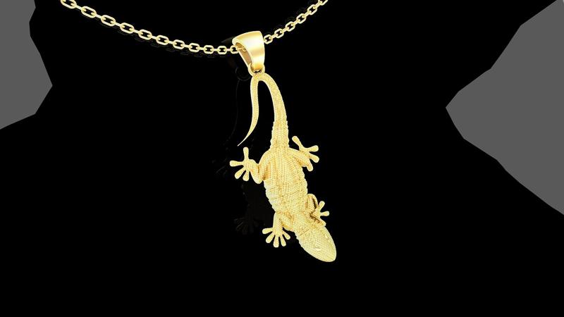 Lizard Pendant jewelry Gold 3D print model