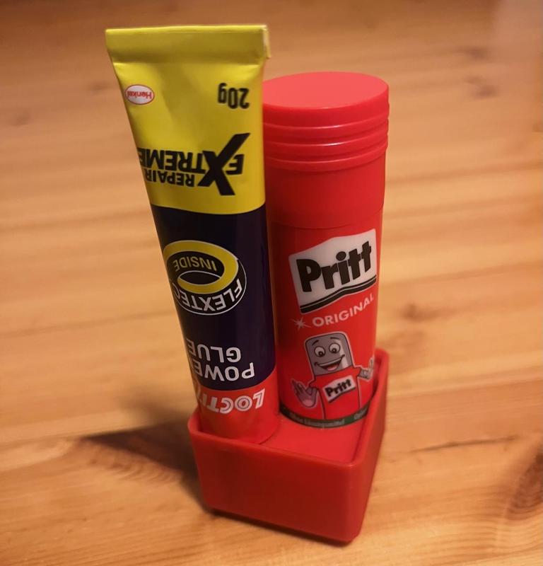 Pritt glue stick+Loctite Power Glue Gridfinity bin