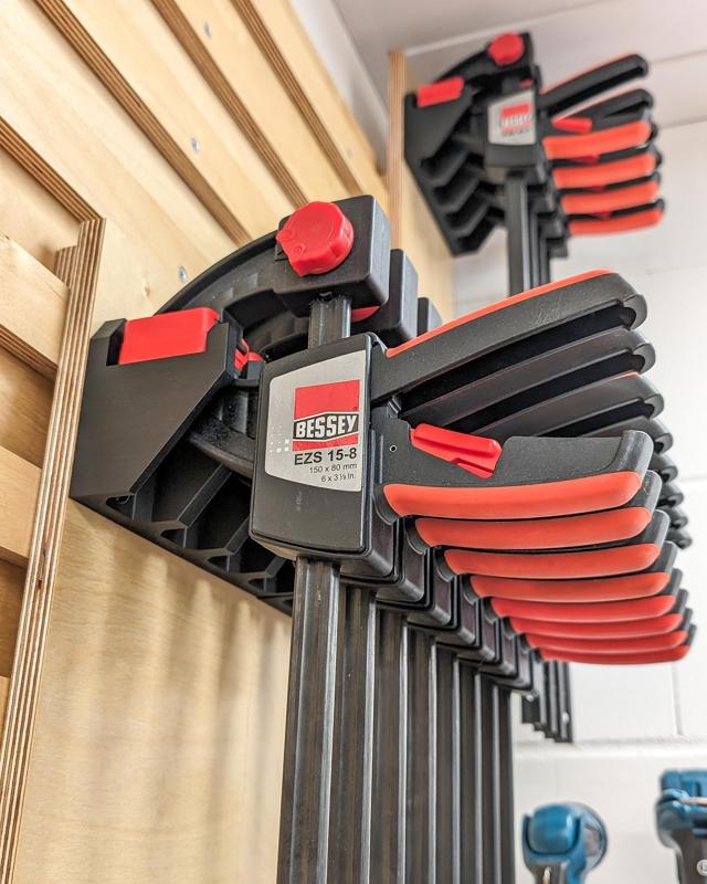 Wall mount for Bessey EZS One‑handed Clamps