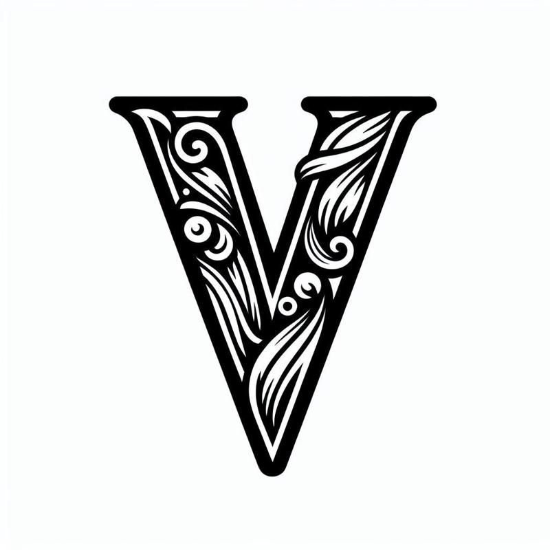 Frottage creation: letter V (version 4)