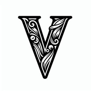 Frottage creation: letter V (version 4)