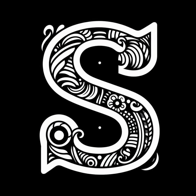 Frottage creation: letter S (version 4)