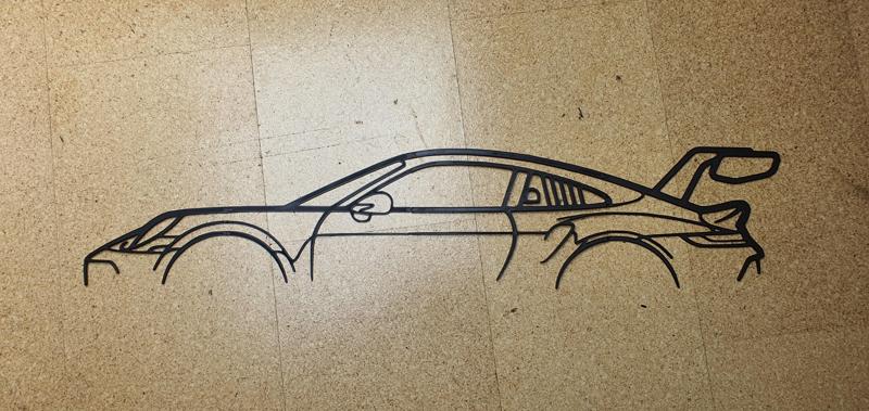 Wall Art 911 GT3 rs in 1 Meter with double dovetail Joints Silhouette Outlines