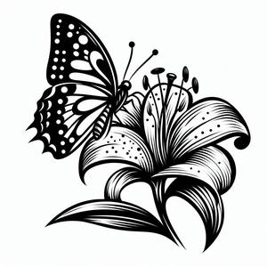 Wall art: Butterfly and lily 1 (four colours)