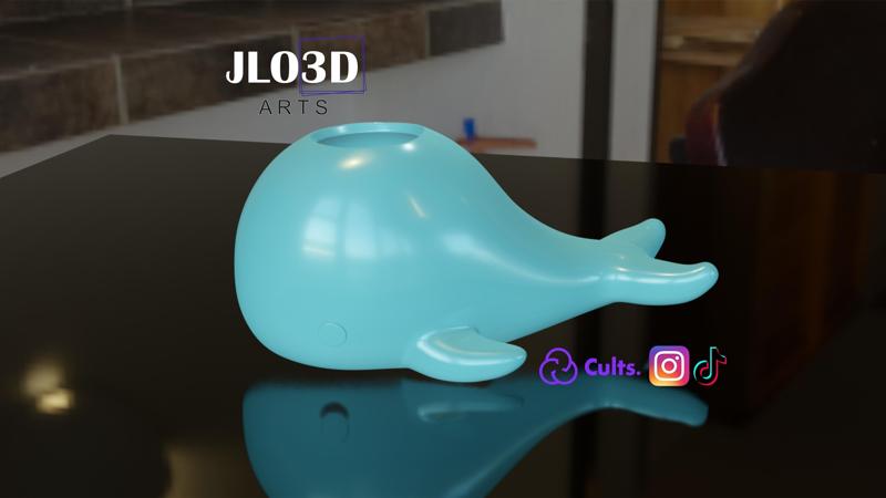 Whale decoration for vases, make-up, cotton buds, and toothbrushes