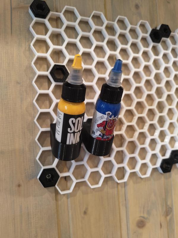 Solid ink tattoo ink bottle honeycomb mount