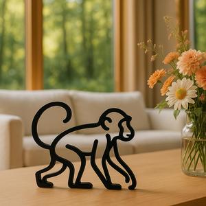 Playful Monkey – Minimalist Line Art 3D Model