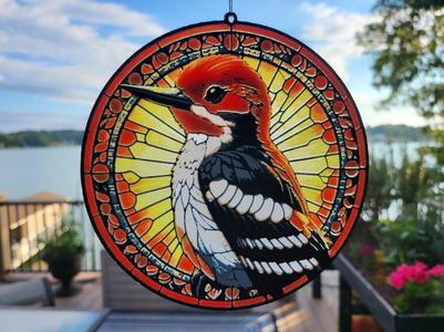 HueForge Stained Glass Style Redheaded Woodpecker
