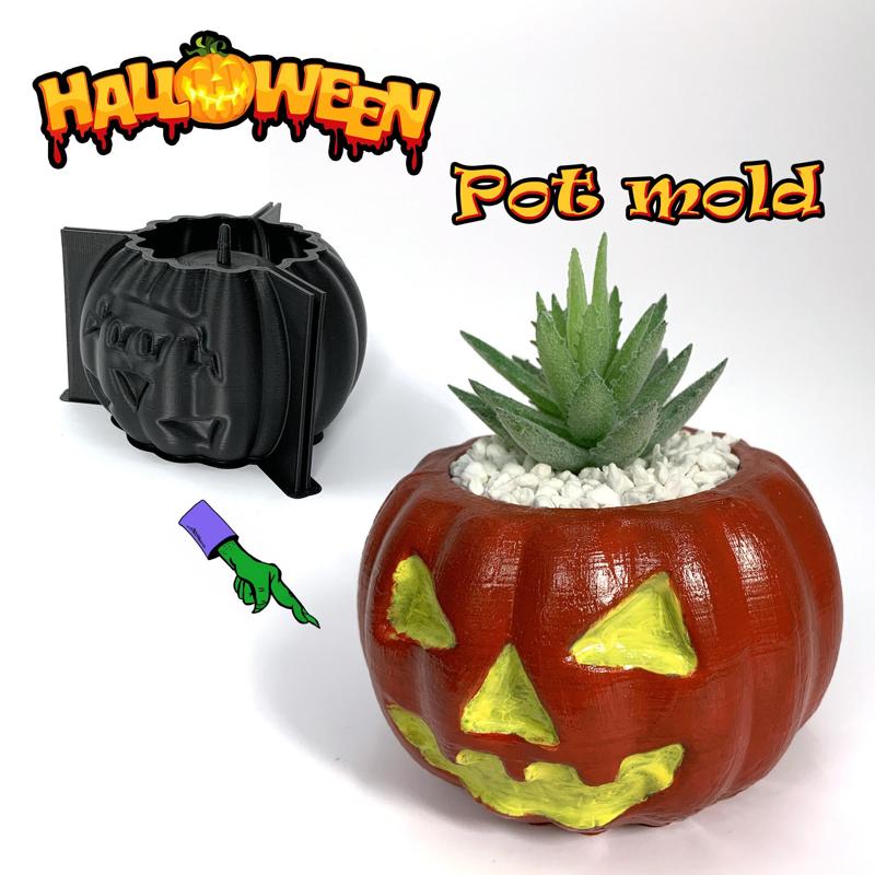 Jack O' Lantern Pot mold - Include Pot file for print - You can make pots of any size you want for your plants