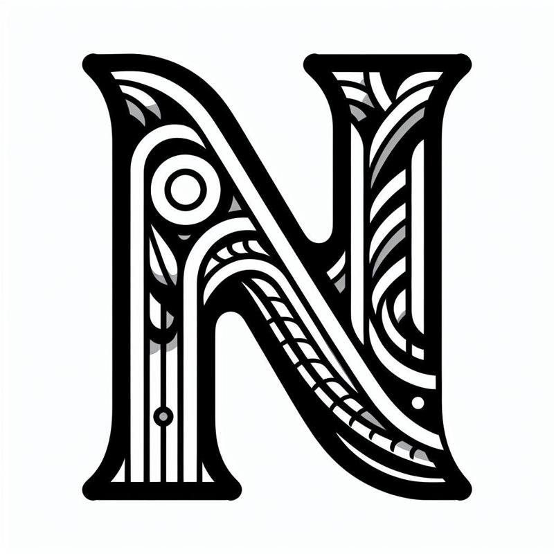 Frottage creation: letter N (version 4)