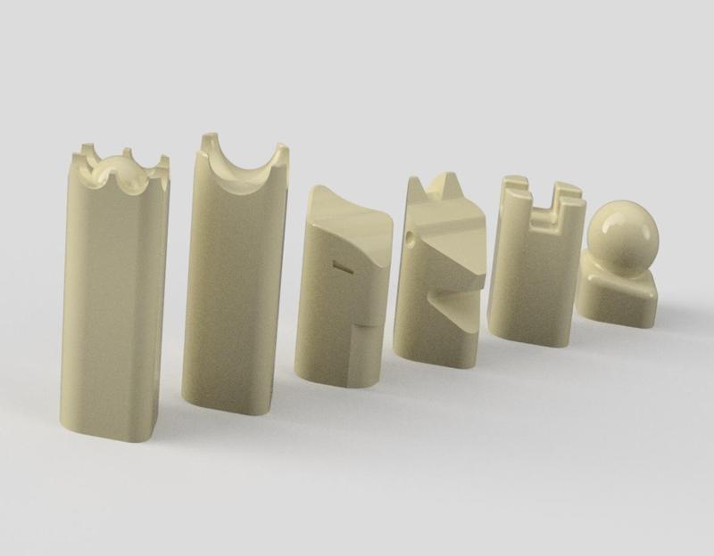 Stylized chess pieces