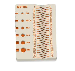 Multimaterial metric screw and nut measurement tool for gridfinity