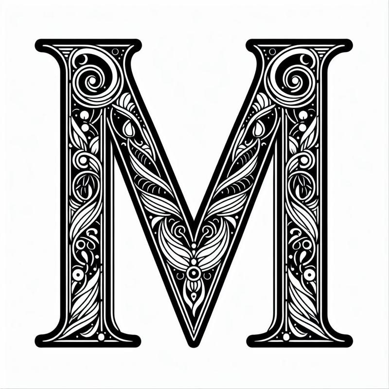 Frottage creation: letter M (version 2)