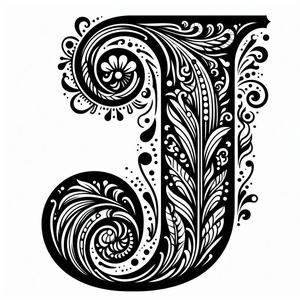 Frottage creation: letter J (version 4)