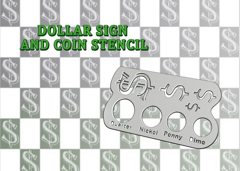 Dollar Sign and Coin Stencil