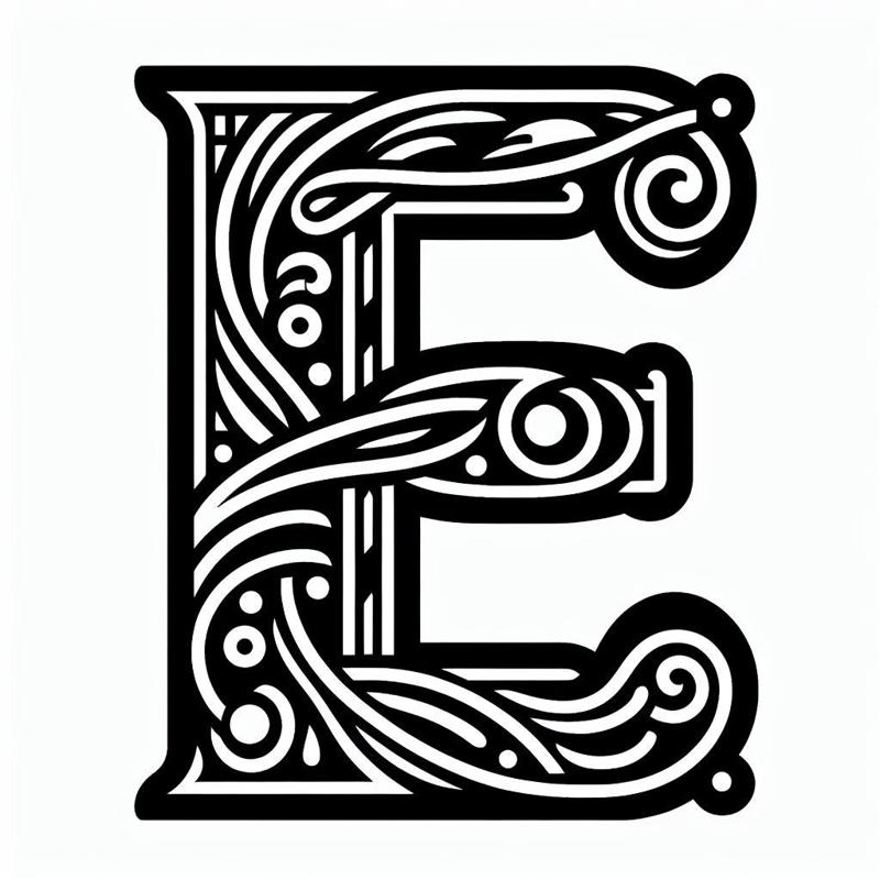 Frottage creation: letter E (version 2)